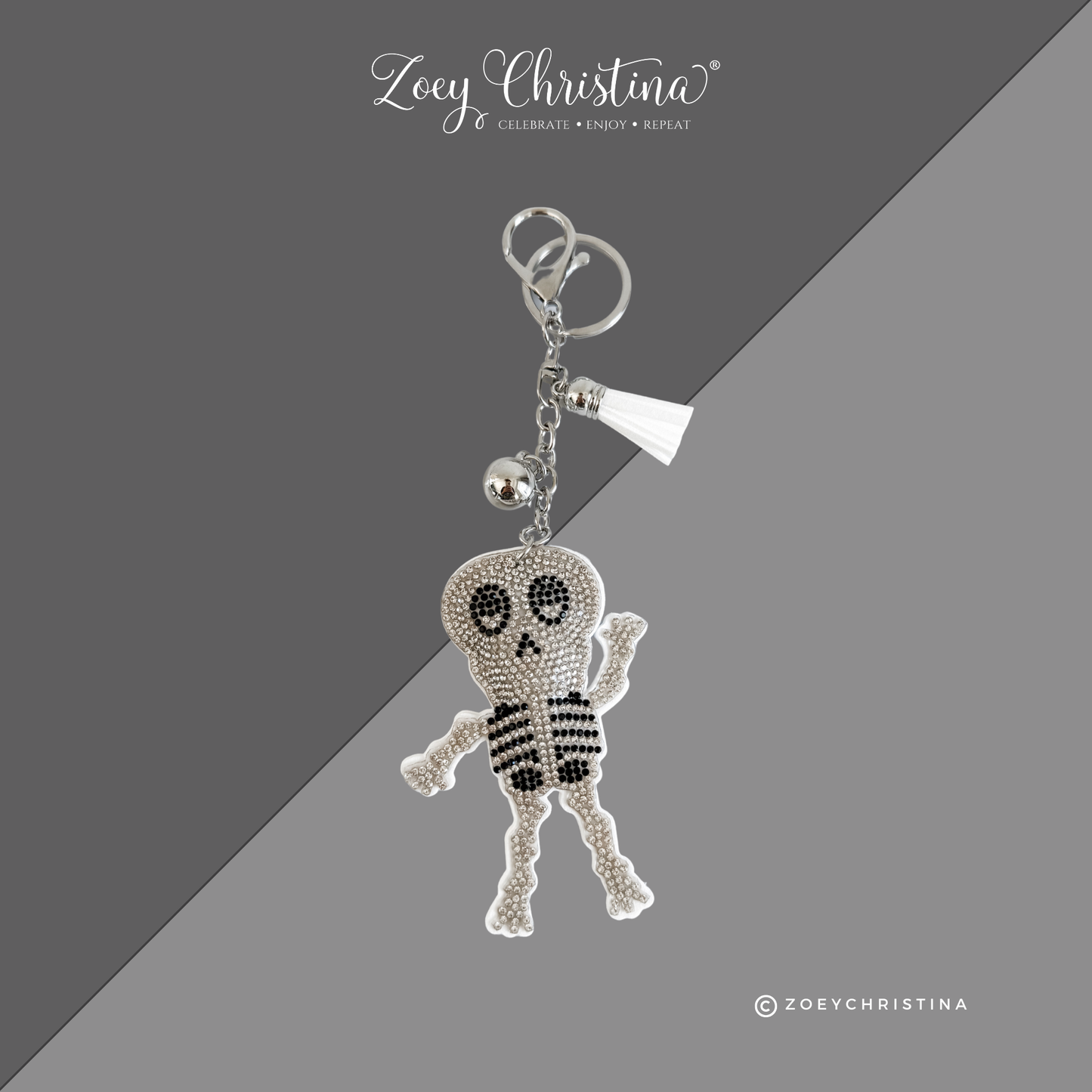 Skeleton Rhinestone Keychain – Sparkly Halloween, Everyday
