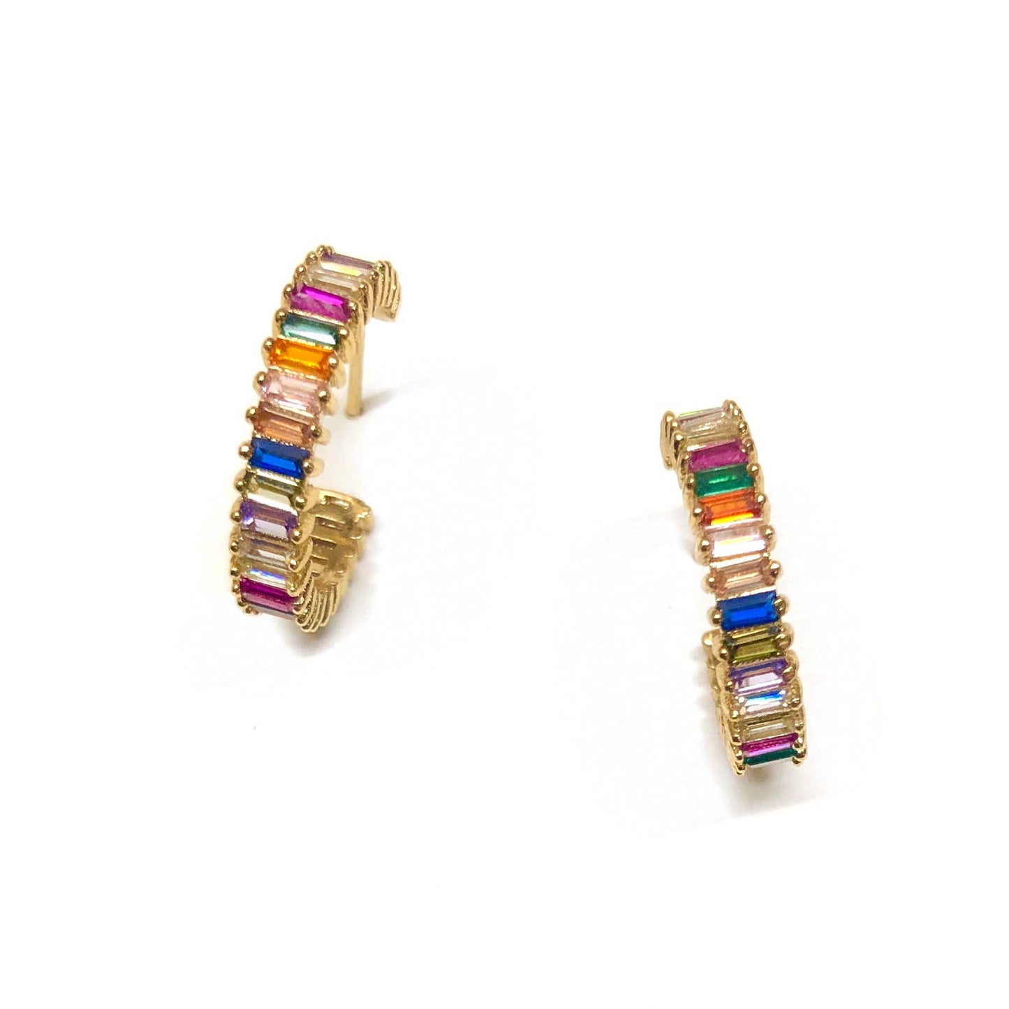 Rainbow Shimmer Hoops: Silver