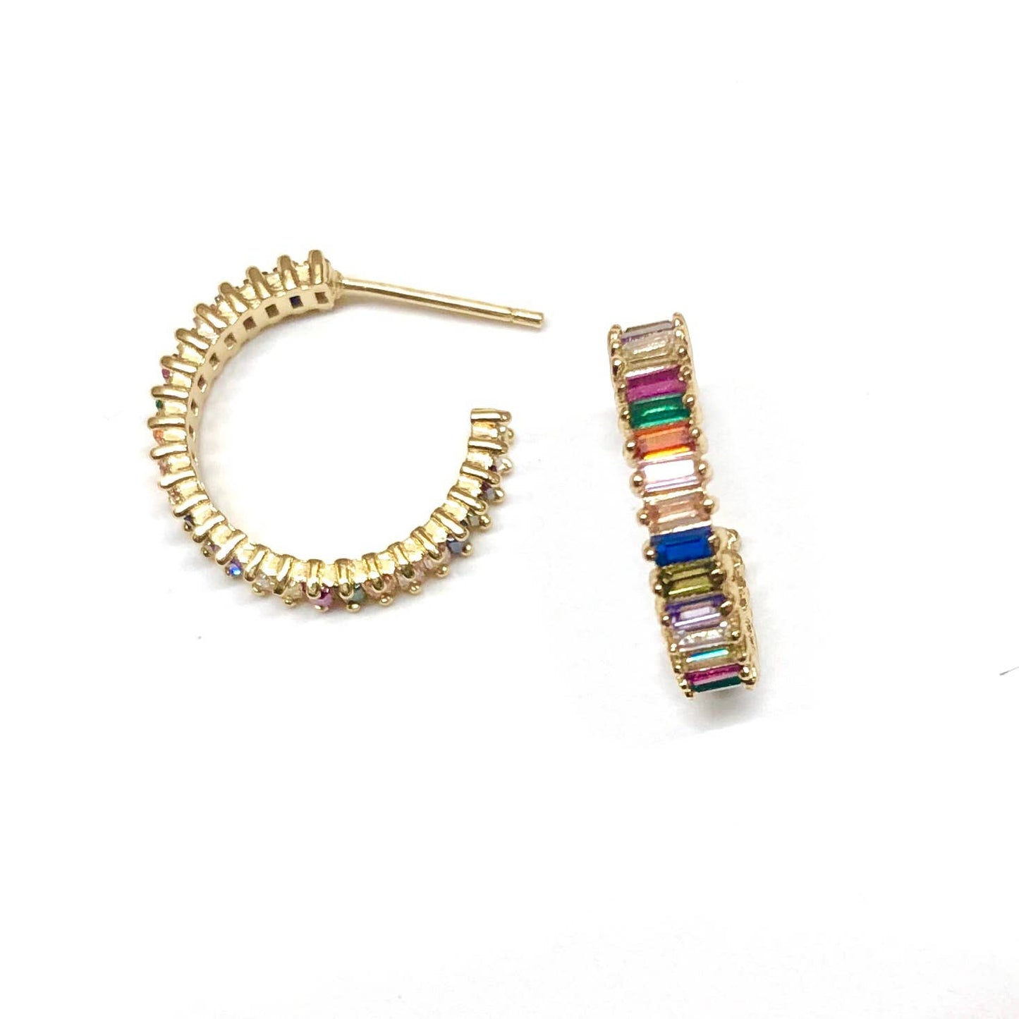 Rainbow Shimmer Hoops: Silver