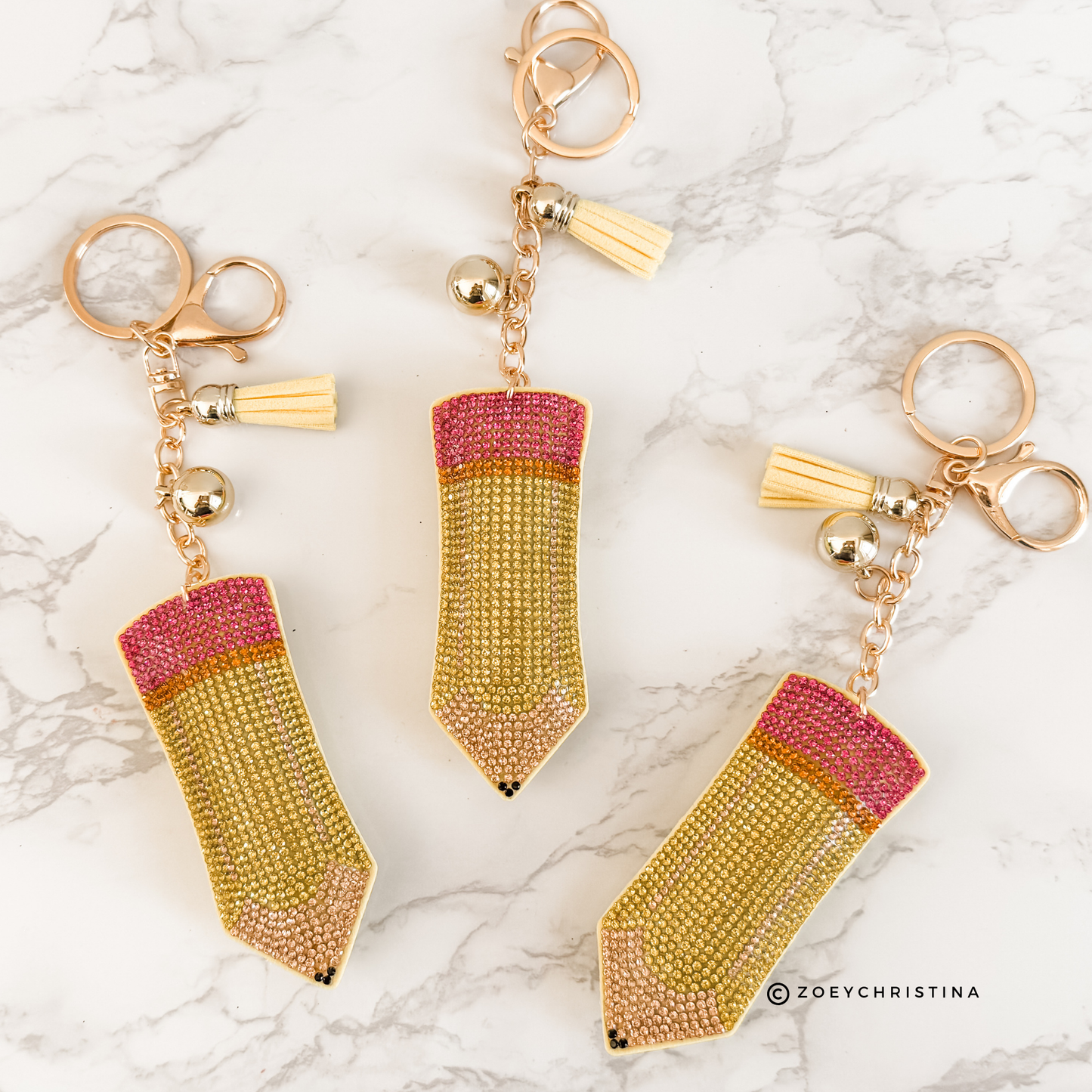 Rhinestone Pencil Keychain – Teacher, Back-to-School