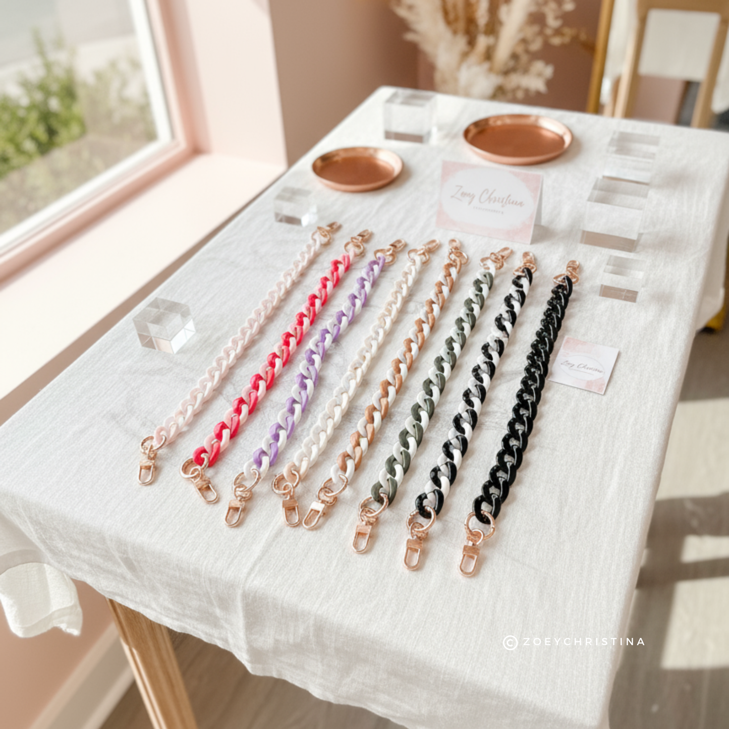 Chunky Acrylic Bag Chains – 8 Colors, 16.5" Length: Bronze