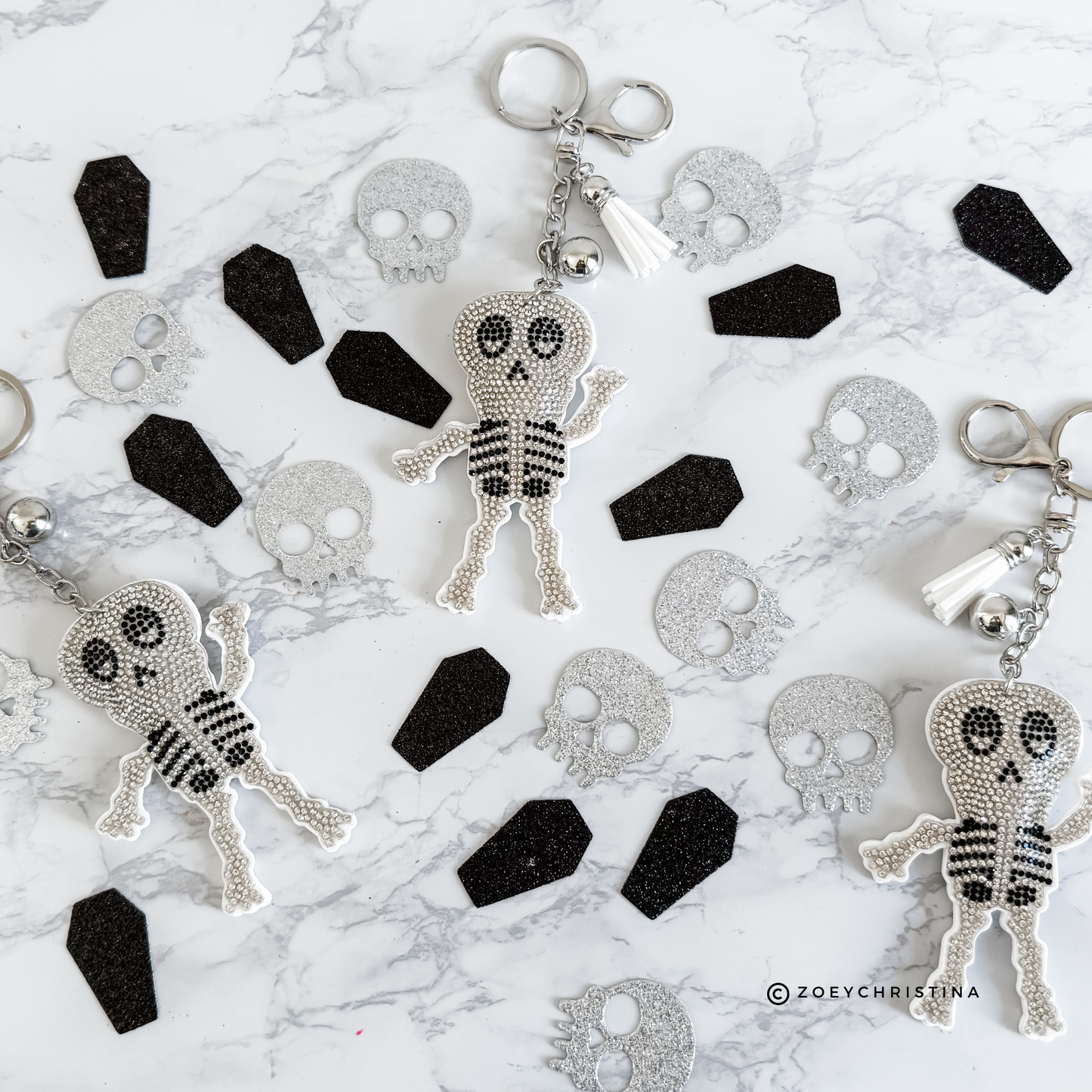 Skeleton Rhinestone Keychain – Sparkly Halloween, Everyday