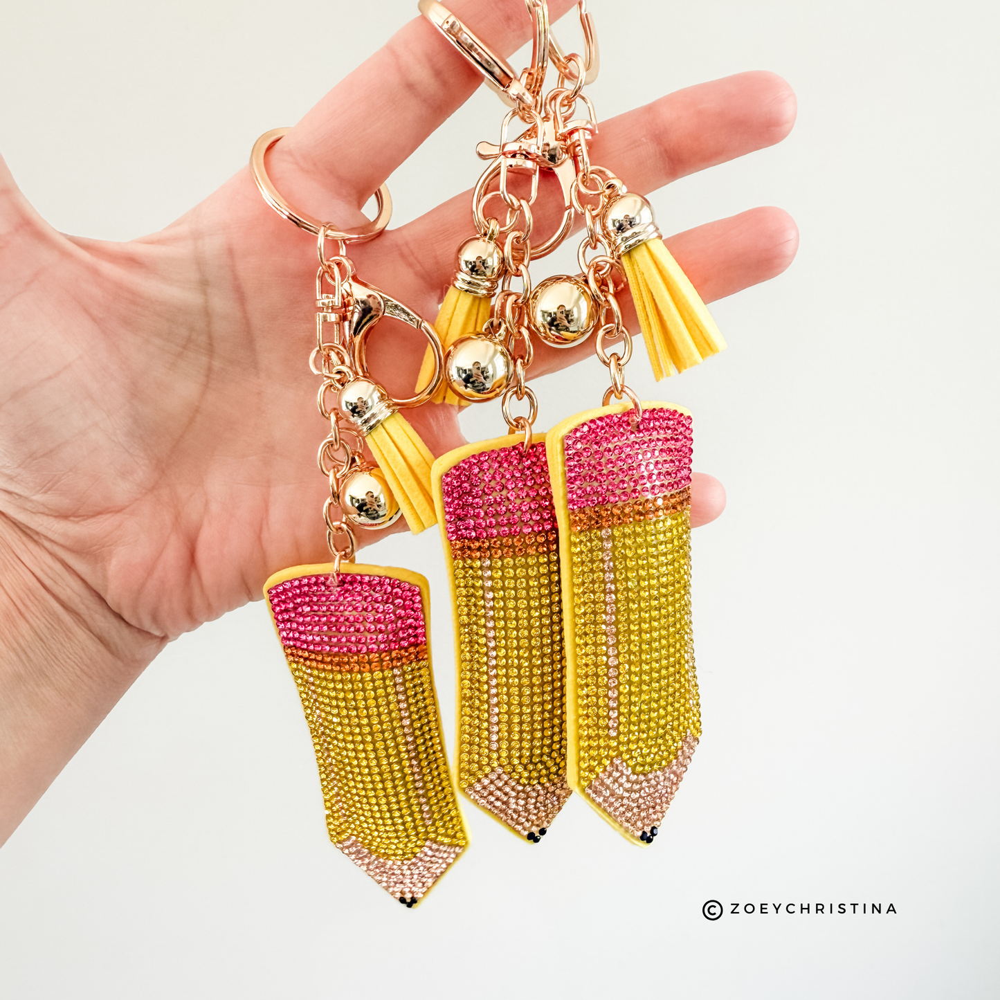 Rhinestone Pencil Keychain – Teacher, Back-to-School