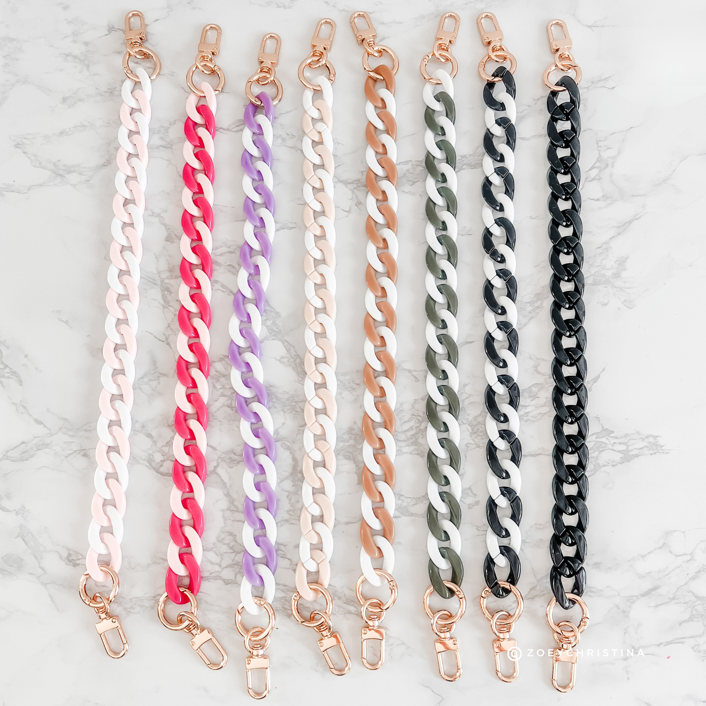 Chunky Acrylic Bag Chains – 8 Colors, 16.5" Length: Bronze