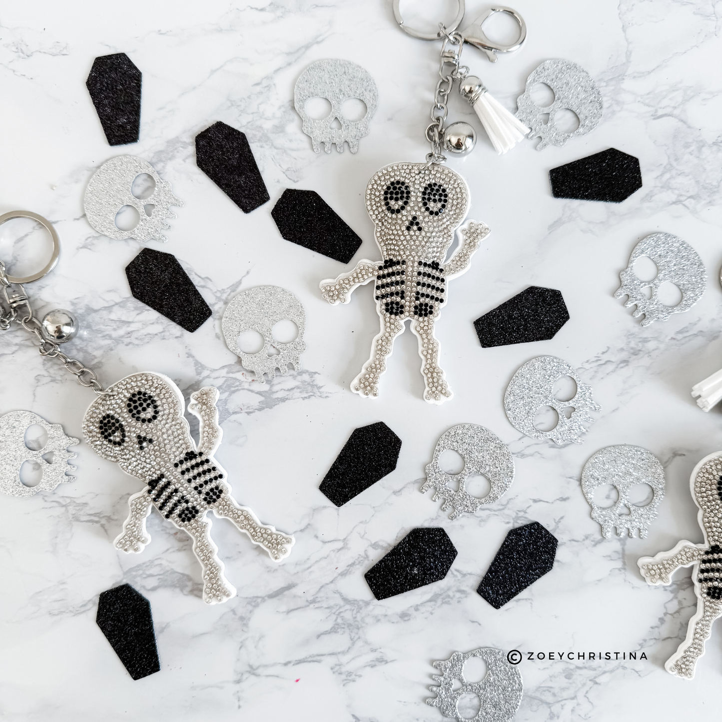 Skeleton Rhinestone Keychain – Sparkly Halloween, Everyday