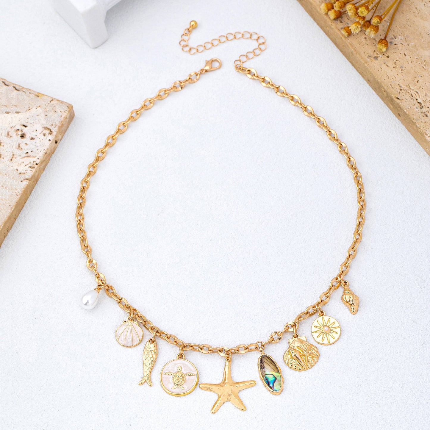 Charm Necklace-Sea Starfish Seashell Fish
