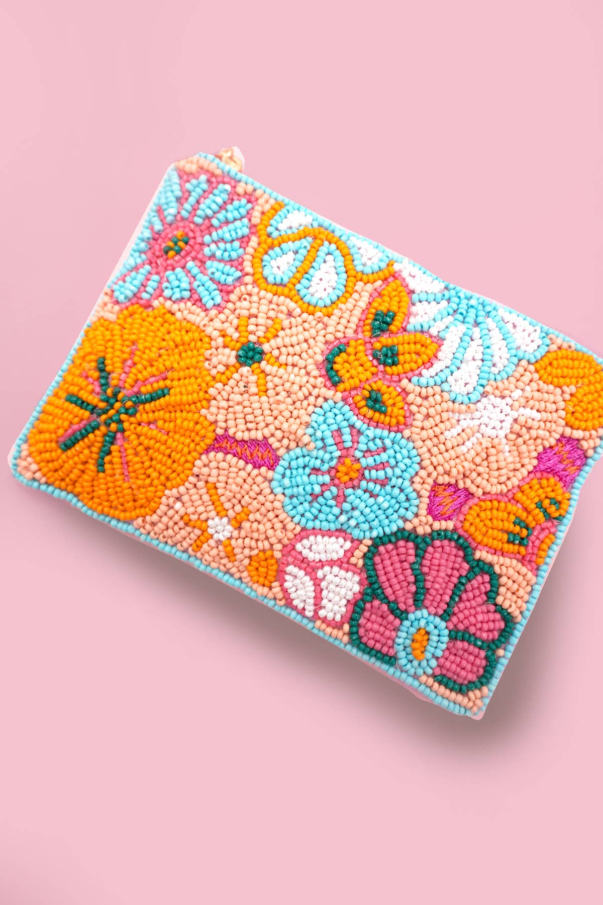 LONDON BUS FLOWER PARIS SEED BEAD COIN POUCH | 91CP1070: LONDON BUS 1070