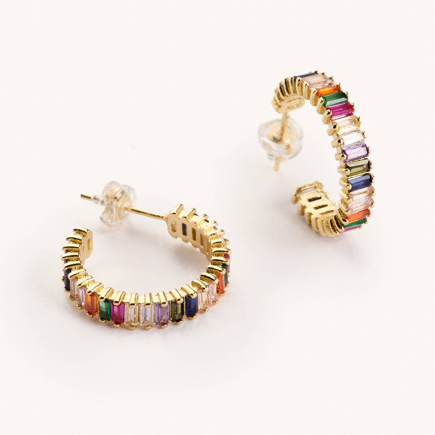 Rainbow Shimmer Hoops: Silver