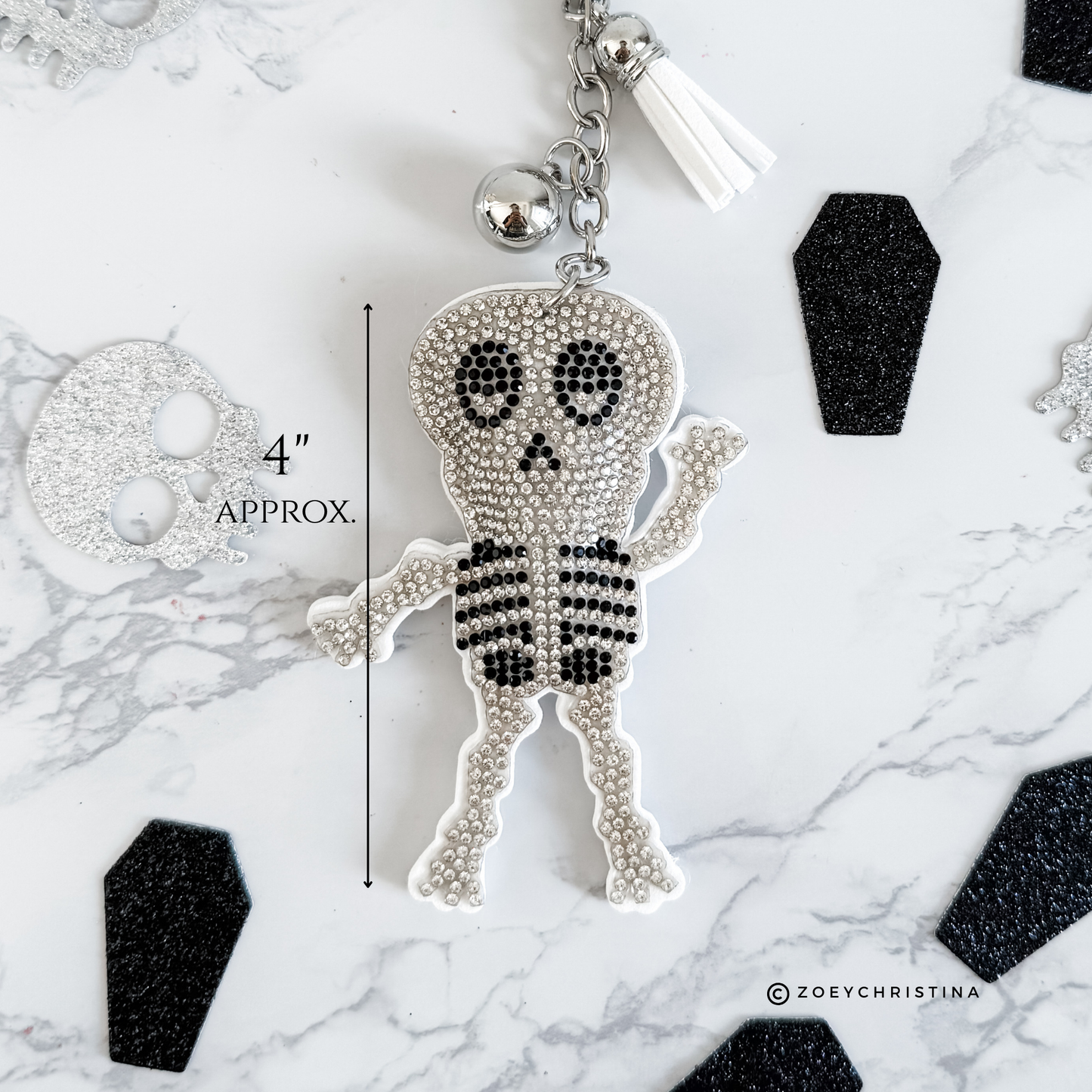 Skeleton Rhinestone Keychain – Sparkly Halloween, Everyday