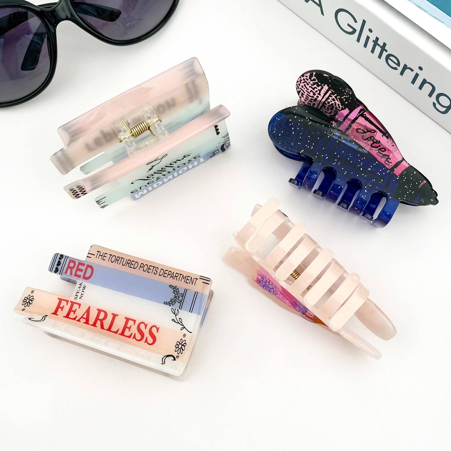 Book & Microphone Hair Clips, Cute Novelty Hair Claw Clip: Book-A