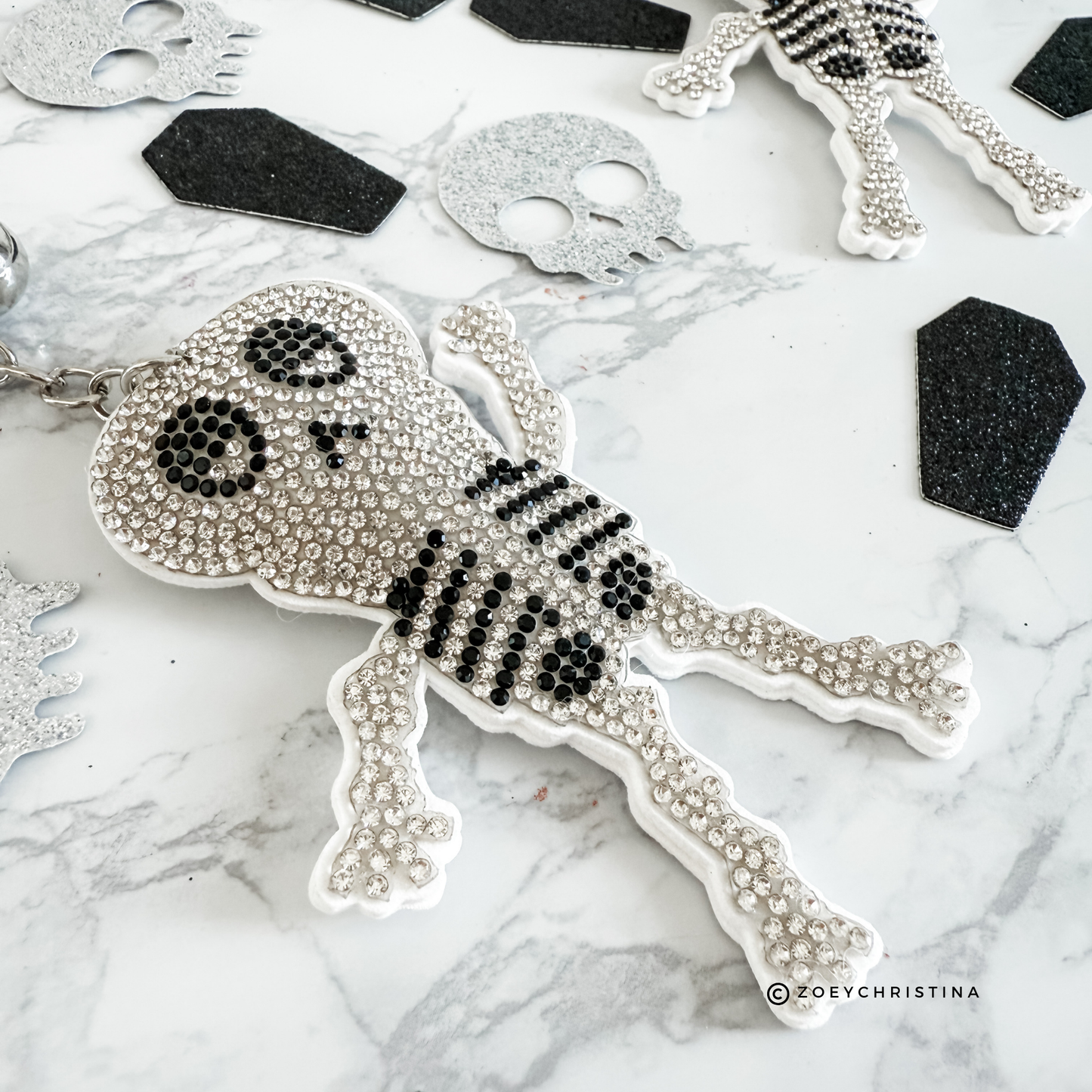 Skeleton Rhinestone Keychain – Sparkly Halloween, Everyday