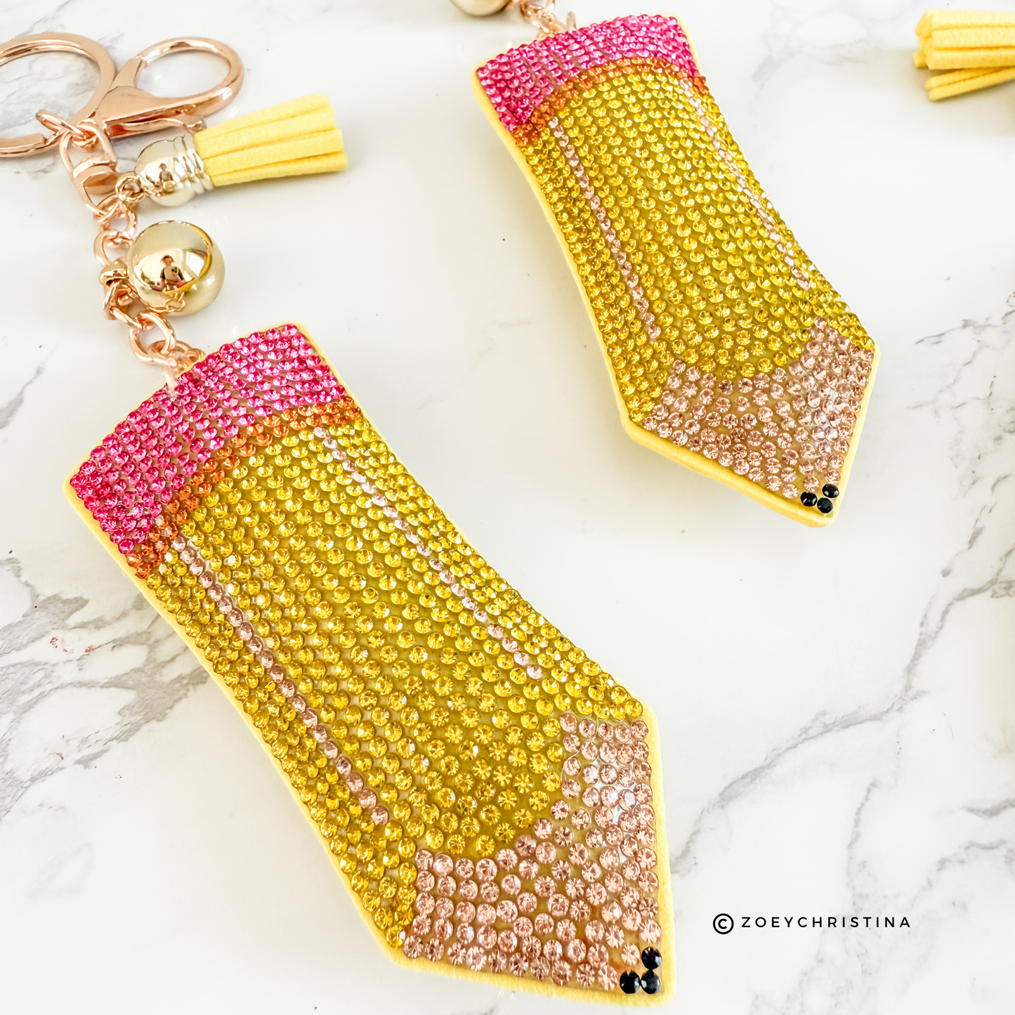 Rhinestone Pencil Keychain – Teacher, Back-to-School