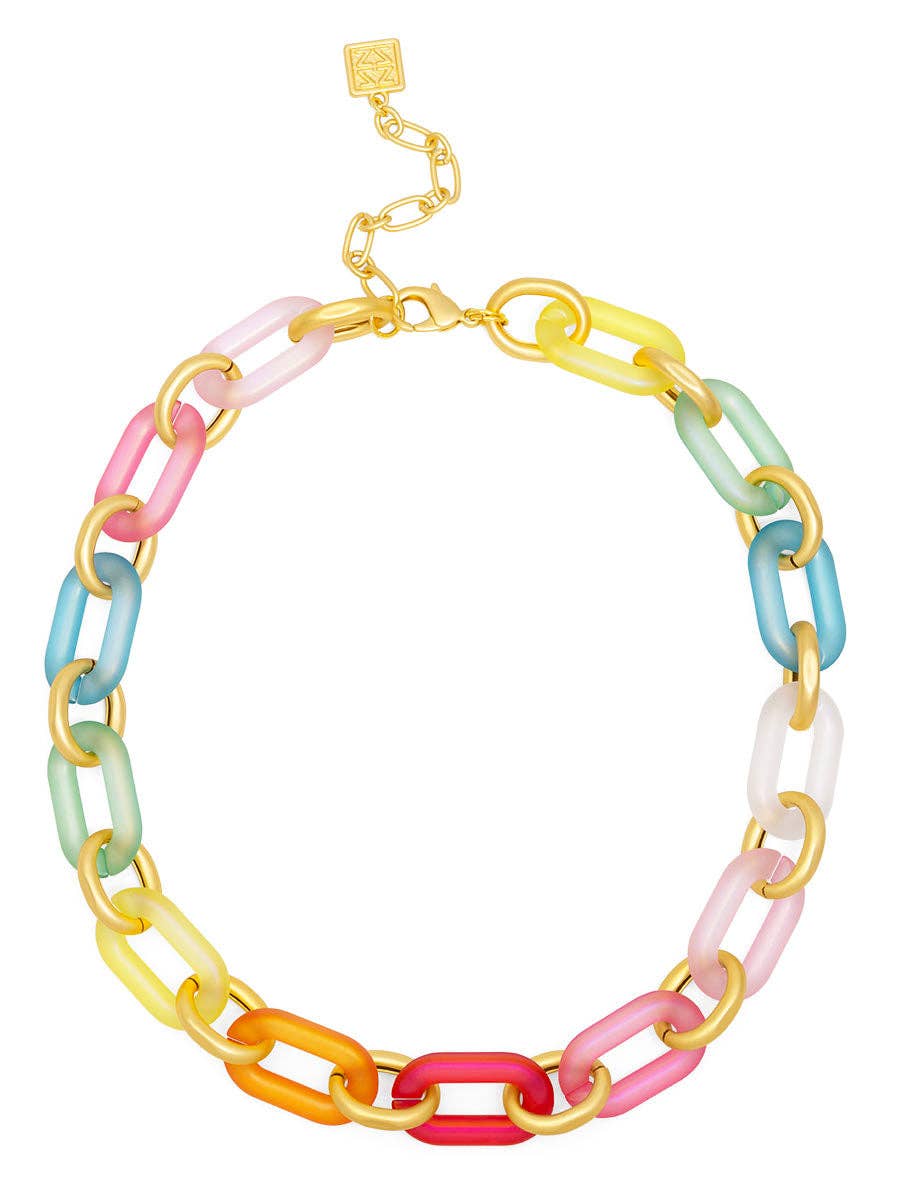 Multi-Color Resin Oval Links Collar Necklace: MLT