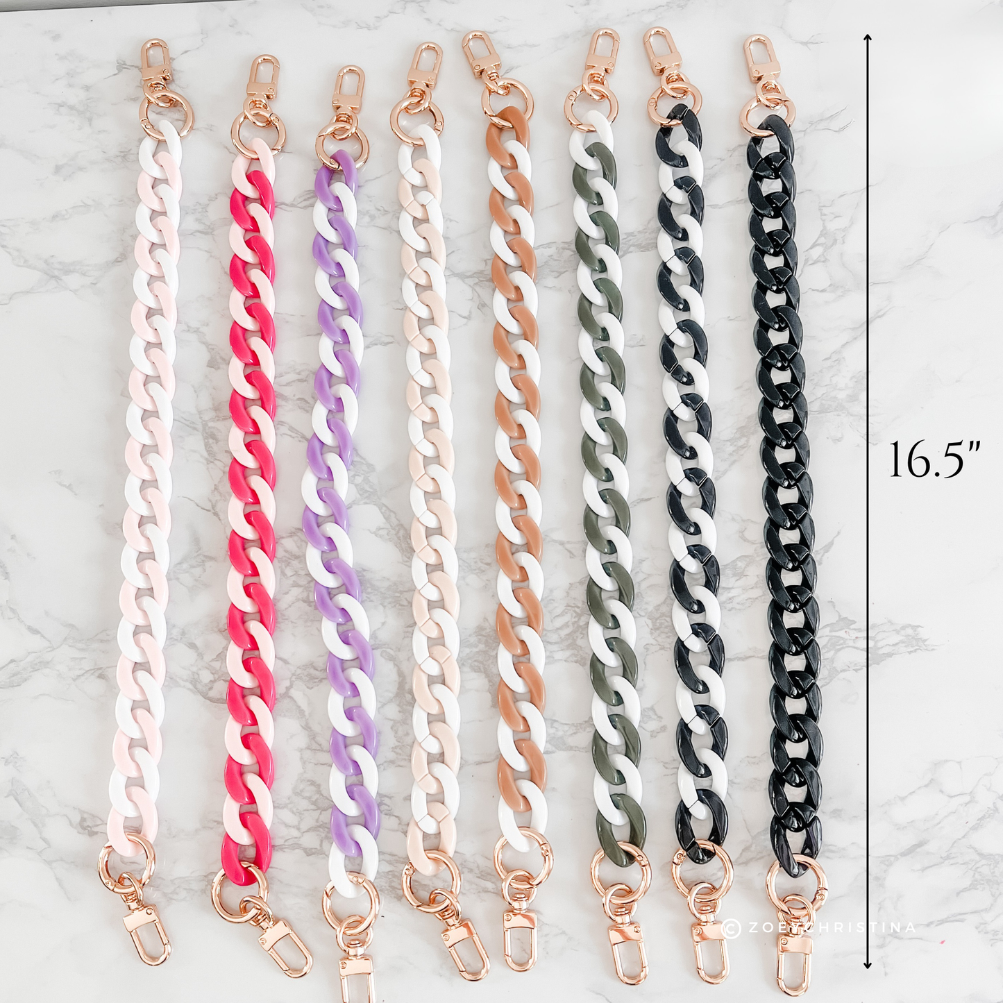 Chunky Acrylic Bag Chains – 8 Colors, 16.5" Length: Black