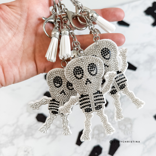 Skeleton Rhinestone Keychain – Sparkly Halloween, Everyday