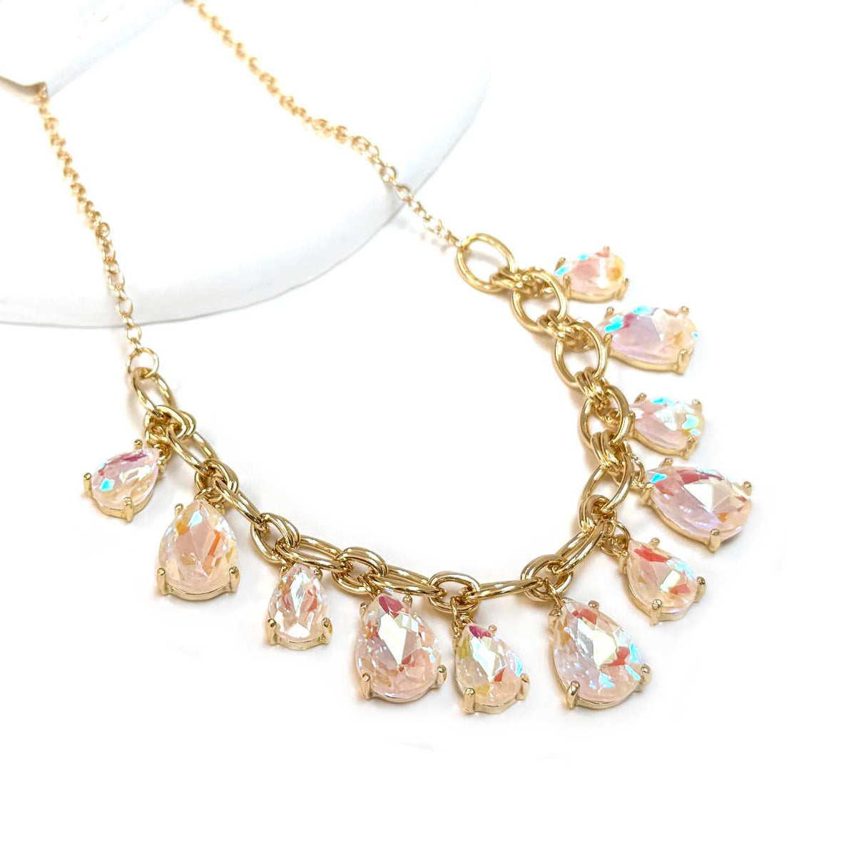 Sparkly Teardrop Crystal Glass Charms Paparazzi Necklace: Brown Multi