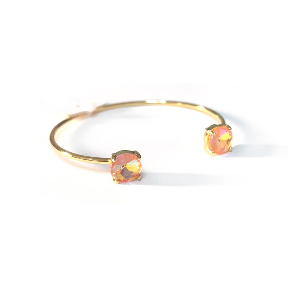 Cuff Wire Bangle for Women and Girls w/ Glass Stone Accent : RAINBOW