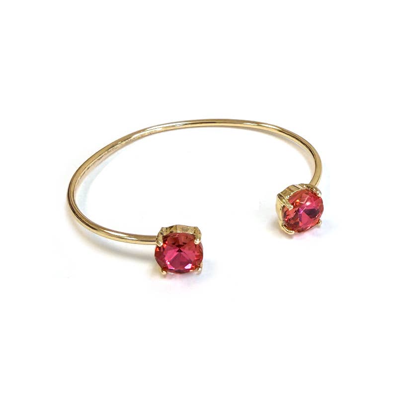 Cuff Wire Bangle for Women and Girls w/ Glass Stone Accent : RAINBOW