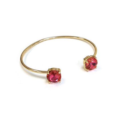 Cuff Wire Bangle for Women and Girls w/ Glass Stone Accent : RAINBOW