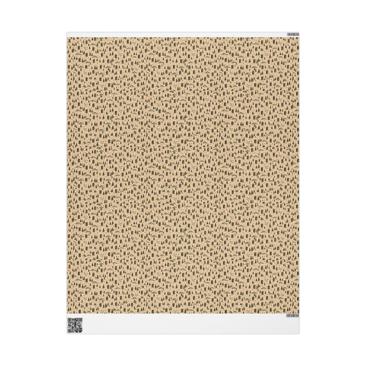 Vintage Payphone Wrapping Paper | Indie Folk Gift Wrap | Rustic Woodland Christmas Paper | Retro Phone, Pine Trees & Mountain Design