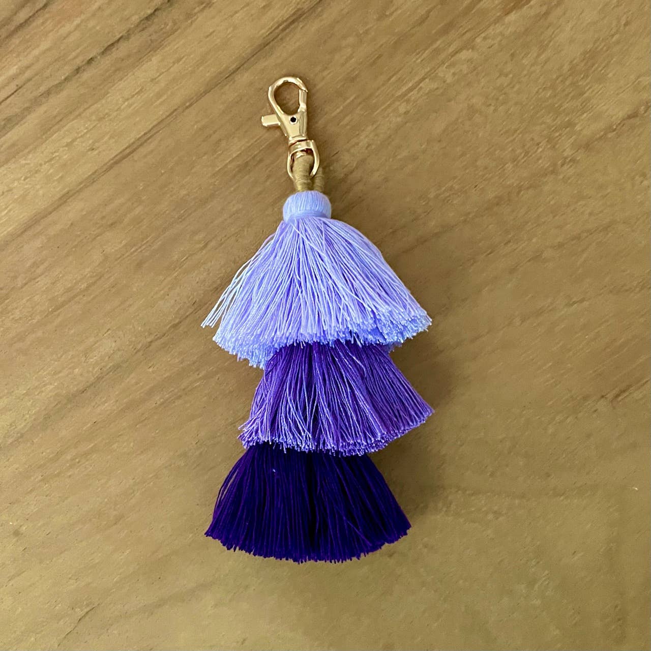 3 Tiered Large Ombre Tassel with Clasp: Purple