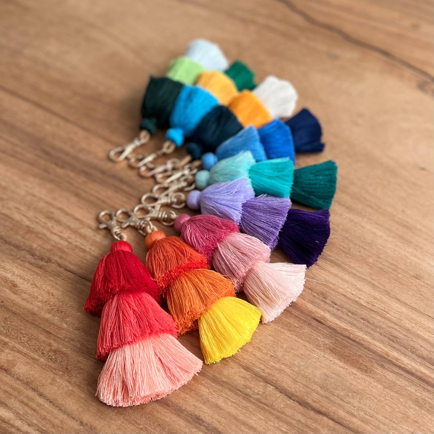 3 Tiered Large Ombre Tassel with Clasp: Purple