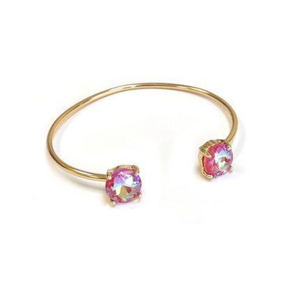 Cuff Wire Bangle for Women and Girls w/ Glass Stone Accent : RAINBOW