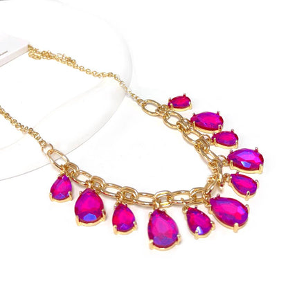 Sparkly Teardrop Crystal Glass Charms Paparazzi Necklace: Brown Multi