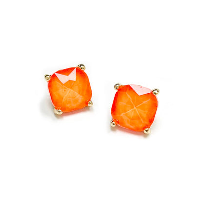 Neon 12mm Cushion Cut Glass bead stud Earrings: NEON-FUCHSIA