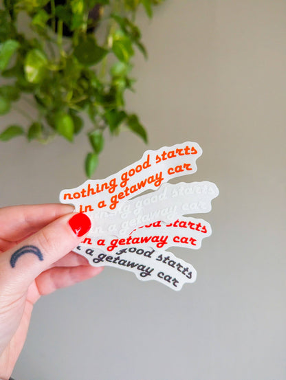 Getaway car decal: White / Static Cling