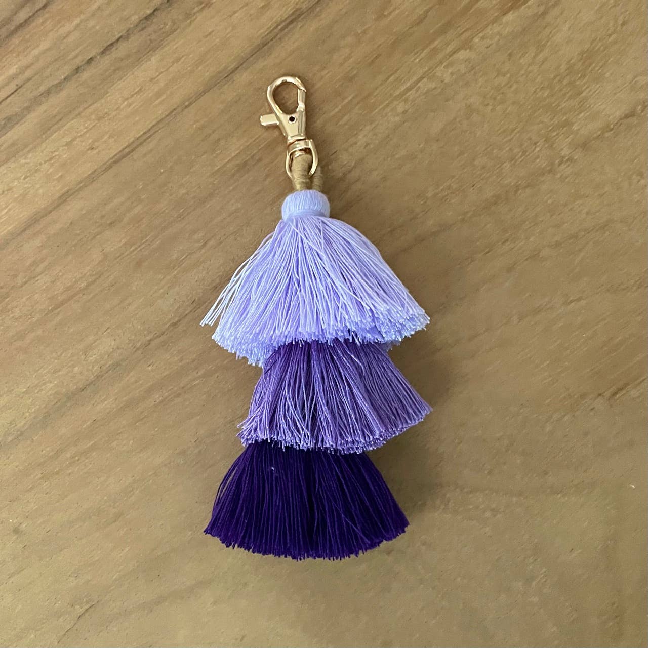 3 Tiered Large Ombre Tassel with Clasp: Purple