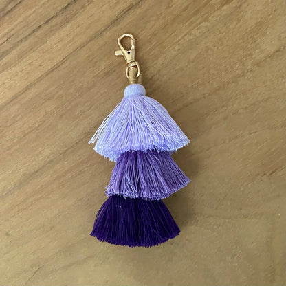 3 Tiered Large Ombre Tassel with Clasp: Purple