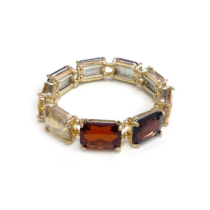 Rectangular Glass Crystal Linked Stretch Bracelet: LAVENDER-AB