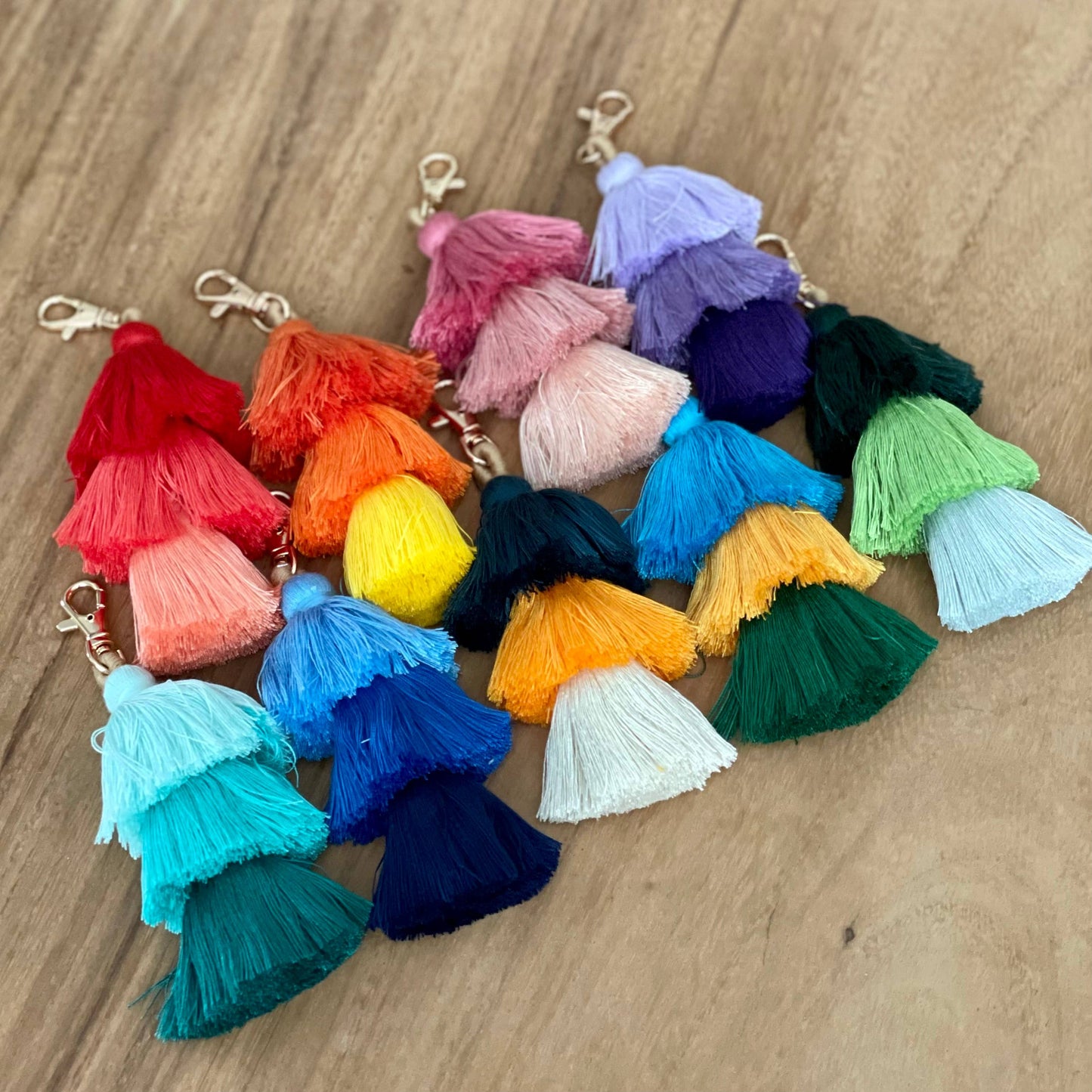3 Tiered Large Ombre Tassel with Clasp: Purple