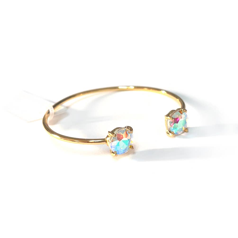 Cuff Wire Bangle for Women and Girls w/ Glass Stone Accent : RAINBOW