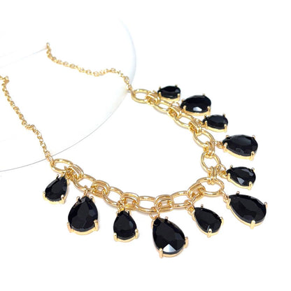 Sparkly Teardrop Crystal Glass Charms Paparazzi Necklace: Pastel Peri Blue