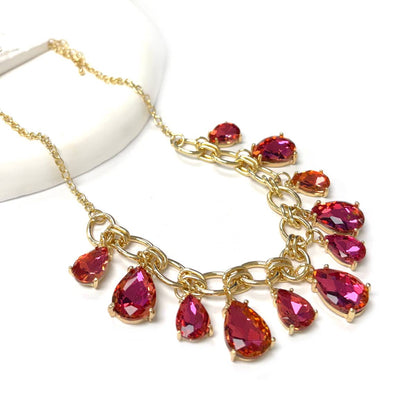 Sparkly Teardrop Crystal Glass Charms Paparazzi Necklace: Brown Multi