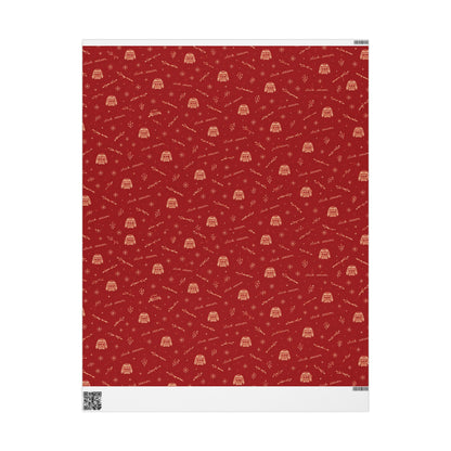 Stick Season Wrapping Paper | Red & Cream Cozy Winter Gift Wrap | Vintage Sweater Christmas Wrapping Paper