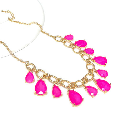 Sparkly Teardrop Crystal Glass Charms Paparazzi Necklace: Brown Multi