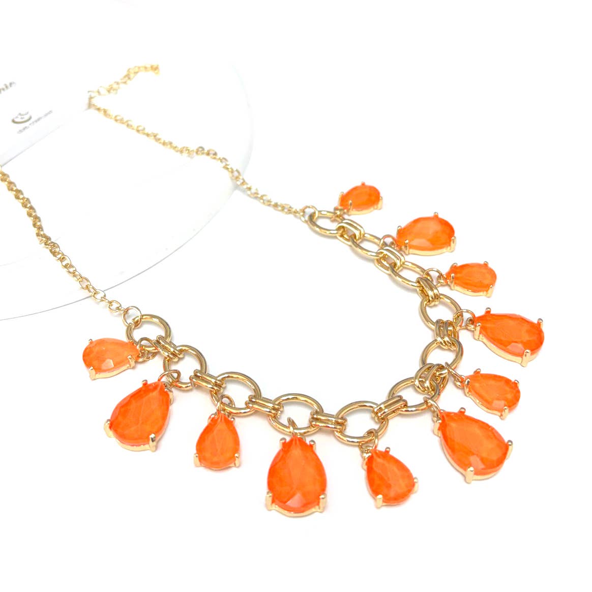 Sparkly Teardrop Crystal Glass Charms Paparazzi Necklace: Brown Multi