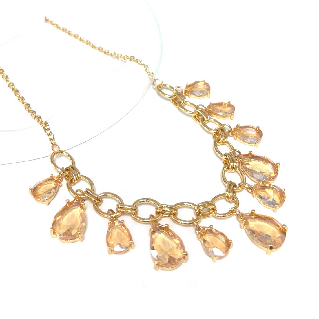 Sparkly Teardrop Crystal Glass Charms Paparazzi Necklace: Brown Multi