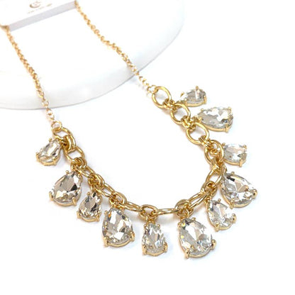 Sparkly Teardrop Crystal Glass Charms Paparazzi Necklace: Pastel Peri Blue