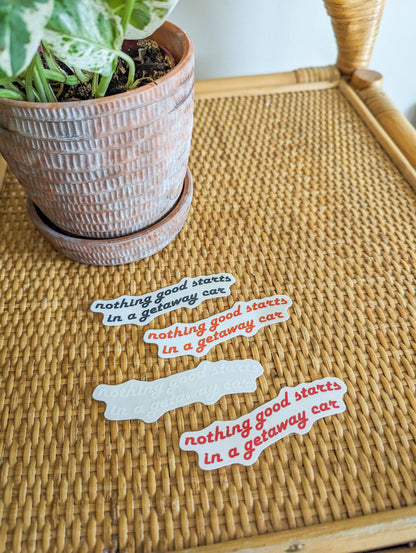 Getaway car decal: White / Static Cling