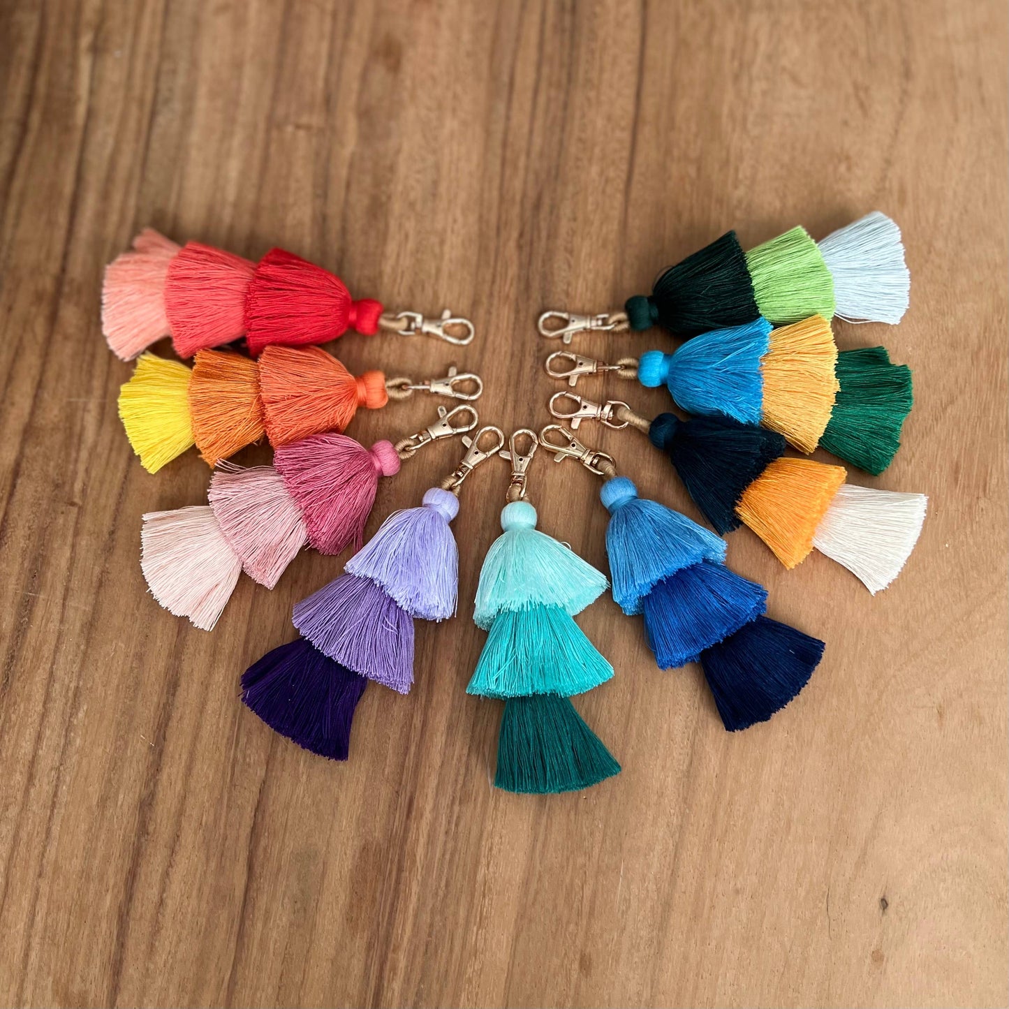 3 Tiered Large Ombre Tassel with Clasp: Purple