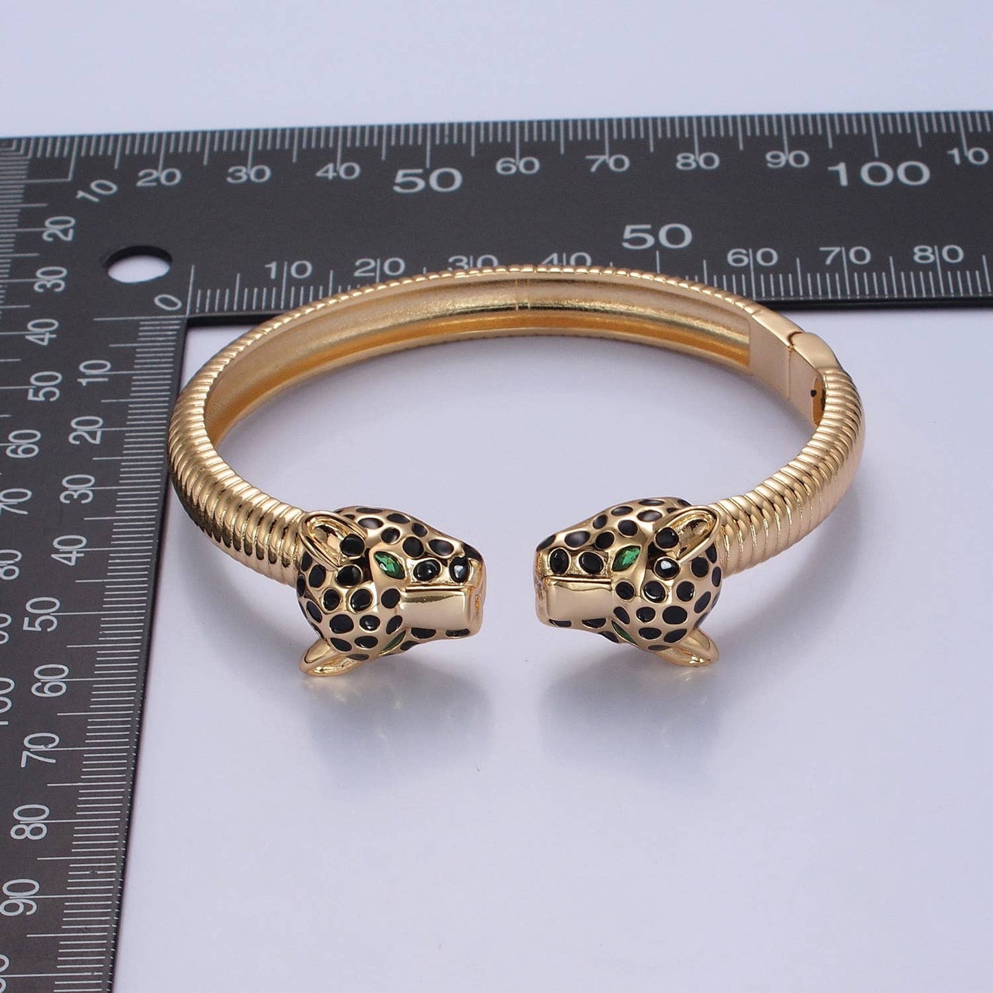 Dainty Gold Silver Panther Bangle Bracelet Stackable Jewelry: Silver