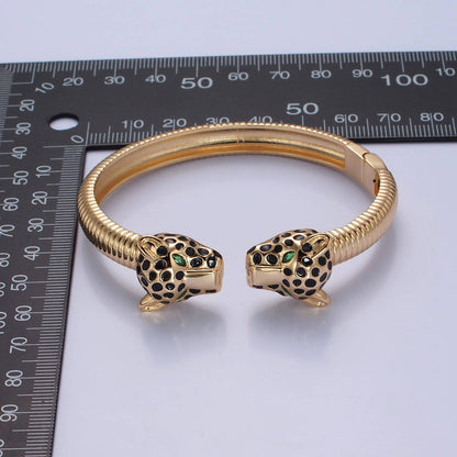 Dainty Gold Silver Panther Bangle Bracelet Stackable Jewelry: Silver