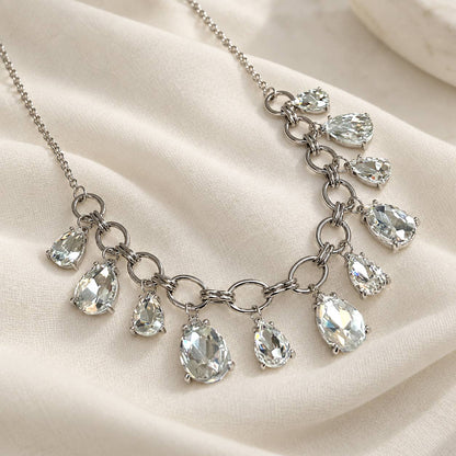 Sparkly Teardrop Crystal Glass Charms Paparazzi Necklace: Brown Multi