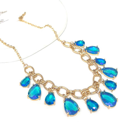 Sparkly Teardrop Crystal Glass Charms Paparazzi Necklace: Brown Multi