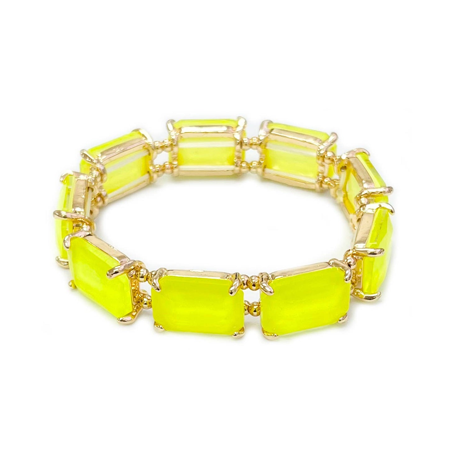 Rectangular Glass Crystal Linked Stretch Bracelet: LAVENDER-AB
