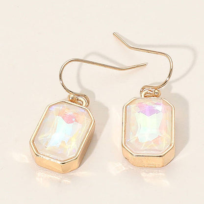 Iridescent Faceted Drop Dangle Earrings: Gold,White